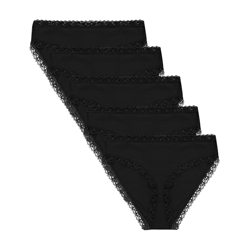 Libella 5er Pack Damen Unterhosen Baumwolle-Slip Damen Spitze Atmungsaktive S 3302 BL von Libella