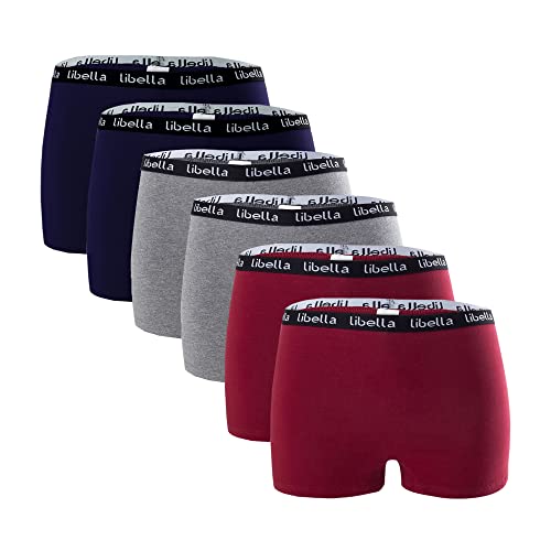 Libella® Panties Boxershorts Damen 6er Pack Hipsters Unterhose Unterwäsche Set Baumwolle 3429MGR-L-6 von Libella