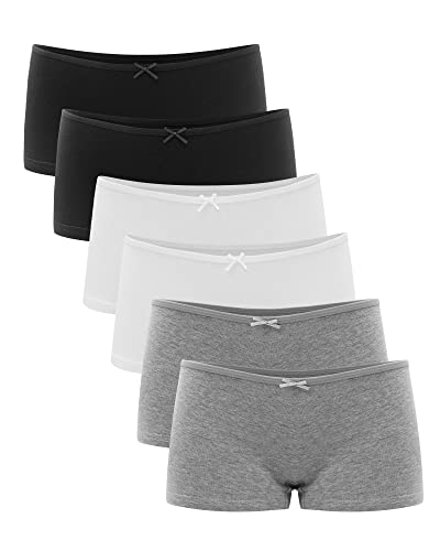 Libella® Unterhosen Panties Boxershorts Damen Unterwäsche Frauen Boyshorts Baumwolle 6er Pack 3901 Schwarz Weiß Grau XL von Libella