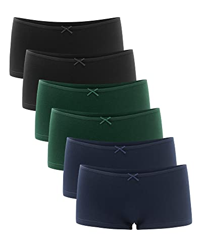 Libella® Panties Damen Boxershorts Unterhose Unterwäsche Set Baumwolle 6er Pack 3901 Schwarz/Marineblau/Grün M von Libella