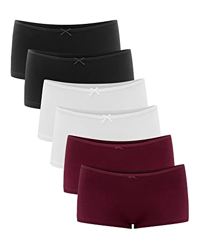 Libella® Unterhosen Panties Boxershorts Damen Unterwäsche Frauen Boyshorts Baumwolle 6er Pack 3901 Schwarz Weiß Rot L von Libella