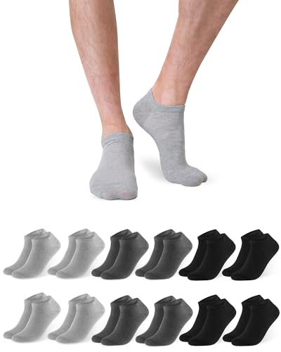 Libella 12 Paar Sneaker Socken Herren 47-49,Herren Socken 47-49,Füsslinge Herren Kurzsocken Baumwolle Atmungsaktive Sportsocken in Schwarz Grau 47-50 von Libella