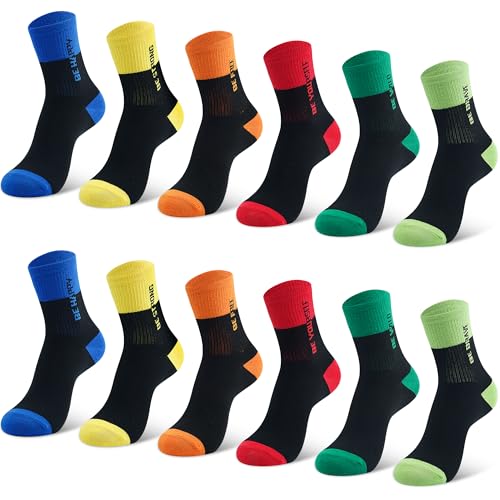 Libella 12 Paar Kindersocken Jungen Sportsocken Fussball Baumwolle bunt Cotton modische makronen Füßlinge 2889 35-38 von Libella