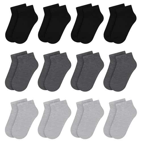 Libella 12 Paar Sneaker Socken Jungen/Mädchen Kurzsocken Füßlinge schwarz und grau 80% Baumwolle 2864 23-26 von Libella