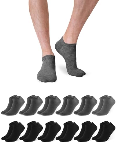 Libella 12 Paar Socken Damen 35-38,Sneaker Socken Damen 35-38 Kurz Sportsocken Füßlinge Damen-socken in Schwarz Grau von Libella