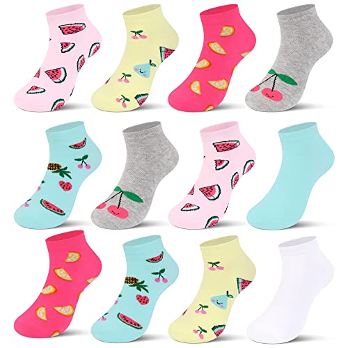 Libella 12er Kinder Mädchen Socken mit Obstmotiven Kids Füßlinge Sneakersocken bunt 2868 31-34 von Libella
