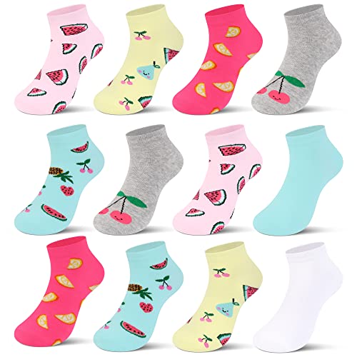 Libella 12er Kinder Mädchen Socken mit Obstmotiven Kids Füßlinge Sneakersocken bunt 2868 35-38 von Libella