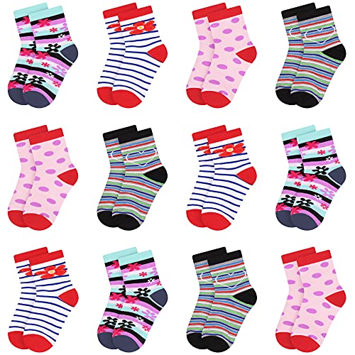 Libella 12er Kinder Mädchen Socken mit Punkte und Streifen Kids Füßlinge Sneakersocken bunt 2803 27-30 von Libella