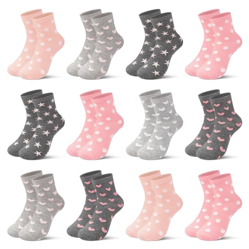 Libella 12er Socken Mädchen nahtlose Kindersocken süße Punkte und Herzen 2884 35-38 von Libella