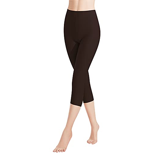 Libella 1er Pack Damen Leggings 3/4 Hose aus Baumwolle Capri-Hose mit Hohe Taille bunt Slim Fit Fitnesshose Mehrfarbig 4161 Braun L von Libella