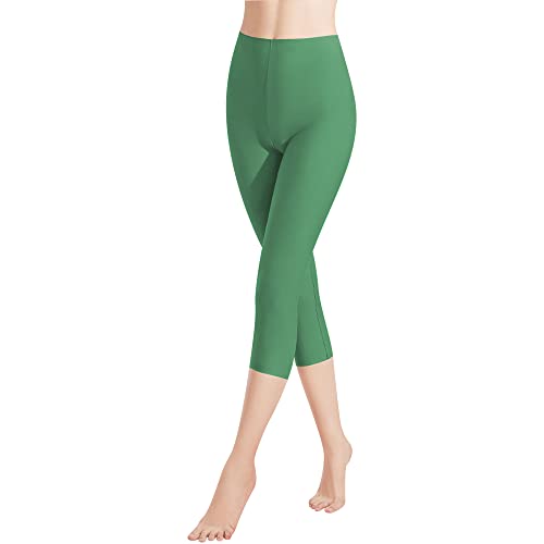 Libella 1er Pack Damen Leggings 3/4 Hose aus Baumwolle Capri-Hose mit Hohe Taille bunt Slim Fit Fitnesshose Mehrfarbig 4161 Grün 3XL von Libella