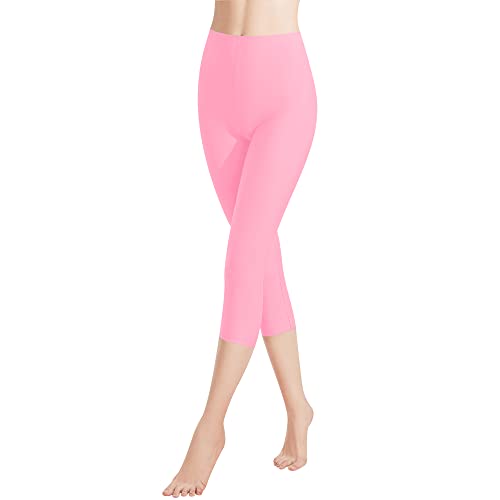 Libella 1er Pack Damen Leggings 3/4 Hose aus Baumwolle Capri-Hose mit Hohe Taille bunt Slim Fit Fitnesshose Mehrfarbig 4161 Rosa XXL von Libella