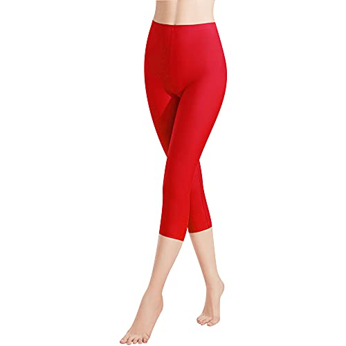 Libella 1er Pack Damen Leggings 3/4 Hose aus Baumwolle Capri-Hose mit Hohe Taille bunt Slim Fit Fitnesshose Mehrfarbig 4161 Rot M von Libella