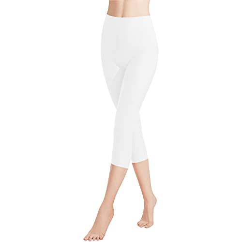 Libella 1er Pack Damen Leggings 3/4 Hose aus Baumwolle Capri-Hose mit Hohe Taille bunt Slim Fit Fitnesshose Mehrfarbig 4161 Weiß L von Libella