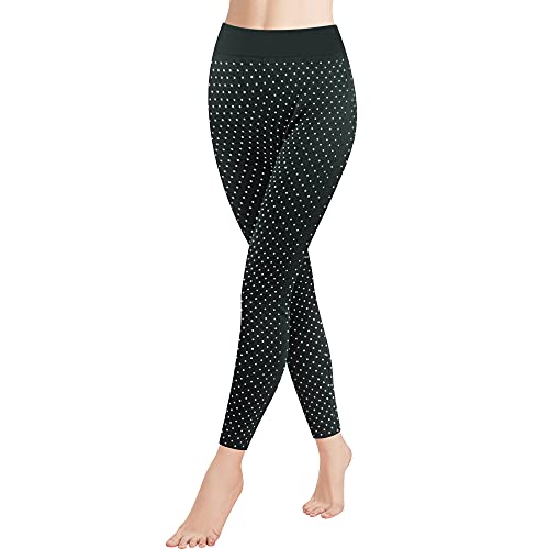 Libella 1er Thermoleggings Damen Winter Warme Leggings mit Innenfleece Winddichte Dicke Hosen mit Gepunktete geometrische Muster Grün 4146 von Libella