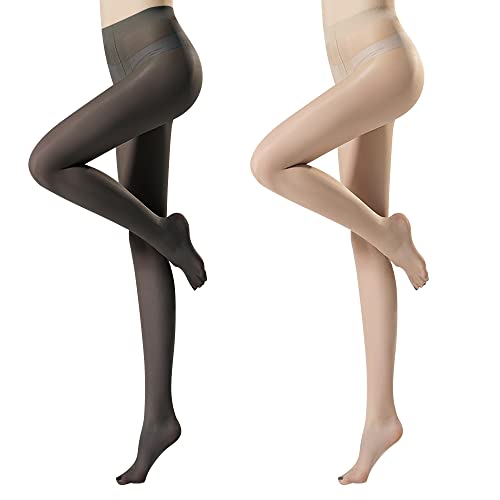 Libella 2er Damen Strumpfhose 20 DEN Mikrofaser Tights Elastisch langlebig Feinstrumpfhose Made in EU Schwarz Beige Größe 5 2515 von Libella