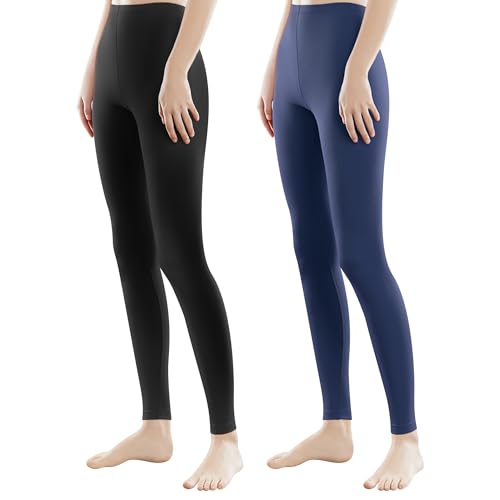 Libella 2er Pack Damen Lange Leggings bunt mit Hohe Taille Slim Fit Fitnesshose Sport aus Baumwolle 4108 Schwarz Marineblau 3XL von Libella