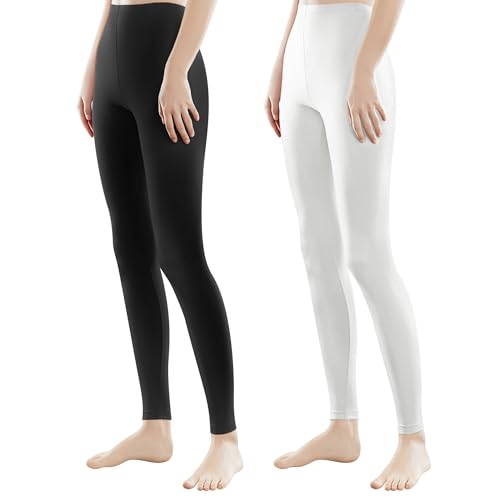 Libella 2er Pack Damen Lange Leggings bunt mit Hohe Taille Slim Fit Fitnesshose Sport aus Baumwolle 4108 Schwarz Weiß 2XL von Libella