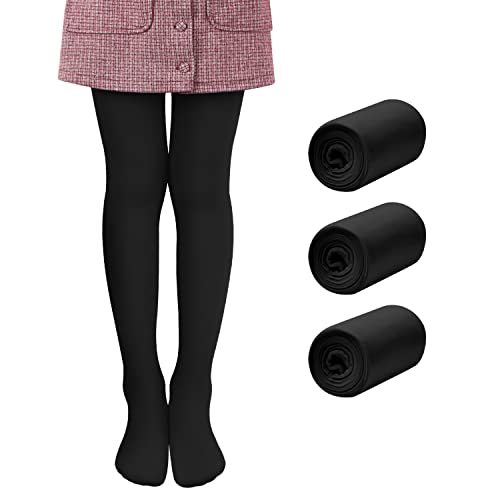 Libella 3er Pack Ballett Strumpfhose für Mädchen Tanzstrumpfhose mit Fuß 80 DEN Blickdicht Mikrofaser Farbig 27251 Schwarz 122-128 von Libella