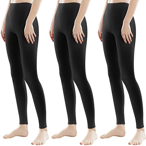 Libella 3er Pack Damen Lange Leggings bunt mit Hohe Taille Slim Fit Fitnesshose Sport aus Baumwolle 4108 Schwarz 2XL von Libella