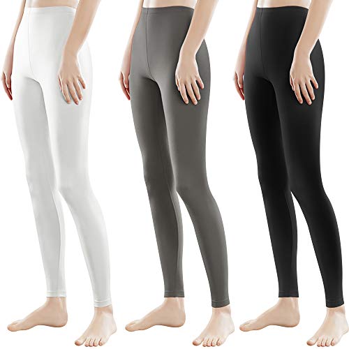 Libella 3er Pack Damen Lange Leggings bunt mit Hohe Taille Slim Fit Fitnesshose Sport aus Baumwolle 4108 Schwarz Grau Weiß 3XL von Libella