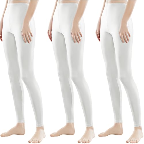 Libella 3er Pack Damen Lange Leggings bunt mit Hohe Taille Slim Fit Fitnesshose Sport aus Baumwolle 4108 Weiß 2XL von Libella