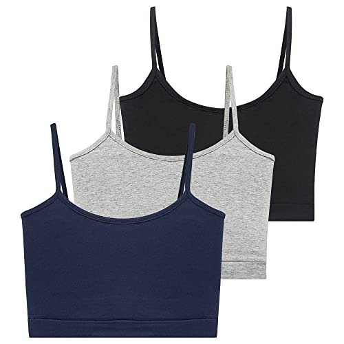 Libella 3er Pack Damen Leibchen Top Sommer Crop Tank Top Baumwolle Spaghetti Racerback Basic Tops 3918 Schwarz+Grau+Marineblau M von Libella