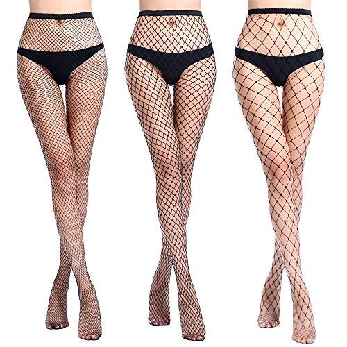 Libella 3pcs Damen Netzstrümpfe schwarz Netzstrümpfe fishnet stockings Netz Strumpfhosen Damen Sexy Elastisch Hohe Taille Strumpfhosen Netzstrümpfe klein/mittelere/große Maschen 27218 27219 27220 von Libella