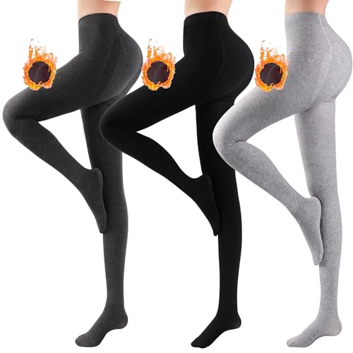 Libella 3er Pack Thermo Strumpfhose Damen gefüttert Winter Strumpfhose Kuschel seamless blickdichte warme Winterstrumpfhose Tight Mehrfarbig 4174 Schwarz + Dunkelgrau + Hellgrau M/L von Libella