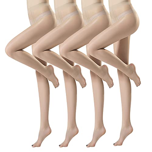 Libella 4er Damen Strumpfhose 20 DEN Mikrofaser Tights Elastisch langlebig Feinstrumpfhose Made in EU Beige Größe 2 2515 von Libella