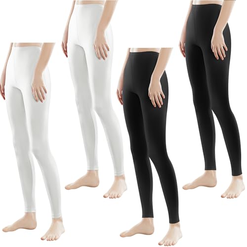 Libella 4er Pack Damen Lange Leggings bunt mit Hohe Taille Slim Fit Fitnesshose Sport aus Baumwolle 4108 2er Schwarz + 2er Weiß L von Libella