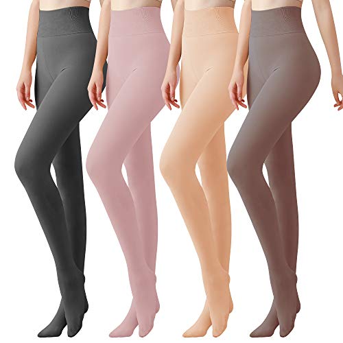 Libella 4er Pack Damen Strumpfhose 200 DEN Blickdicht Mikrofaser in Klassischen und Trendfarben One Size 2505 Grau Coffee Haut Pink S von Libella