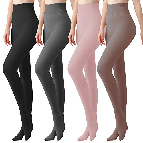 Libella 4er Pack Damen Strumpfhose 200 DEN Blickdicht Mikrofaser in Klassischen und Trendfarben One Size 2505 Schwarz Grau Pink Coffee M von Libella