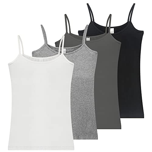 Libella 4er Pack Damen Unterhemden Baumwolle Spaghetti Basic Top mit Elasthan Elegant Tank Tops 3919 Schwarz+Weiss+Grau+Dunkelgrau M von Libella