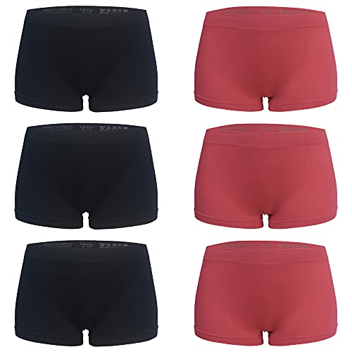 Libella 6er Pack Damen Panties Boxershorts Mikrofaser Seamless 3908 Schwarz Magenta S/M von Libella