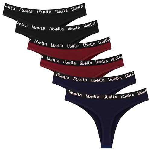 Libella 6er-Pack Damen-Strings, Unterwäsche aus Baumwolle, Atmungsaktive Unterhosen 3207BMR S von Libella