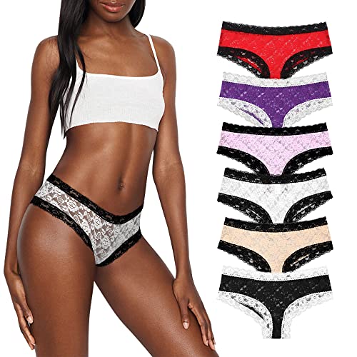 Libella Unterhosen Damen Slip Panty mit Spitze Transparent 6er Pack Mehrfarbig 3434 L von Libella