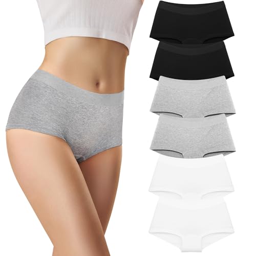Libella Unterhosen Damen 6er Pack Baumwolle Atmungsaktiv Unterwäsche Bequeme Slips Weich Frauen Cotton Panties Stretch Women Hipster Mehrpack Damenslips BWG-L von Libella