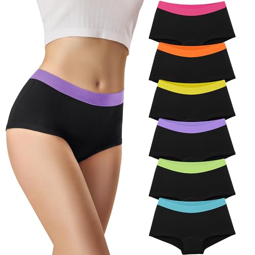 Libella 6er Pack Panties Damen Boxershorts Unterhosen Frauen Boxershorts mit Atmungsaktive Damen Pantys Mehrpack Hipsters Boxershorts Baumwolle mit Weicher dehnbarer Bund 3430-UNBL-2XL von Libella