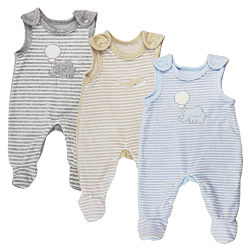 Libella Baby Jungen Mädchen Unisex Strampler mit Fuß aus Samt 3er Pack 7101 GEU 68 von Libella