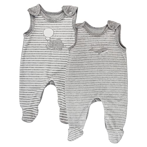 Libella Baby Jungen Strampler aus Samt mit Fuß Elefanten Delfin Gemustert 2er Pack 7101 GE 68 von Libella