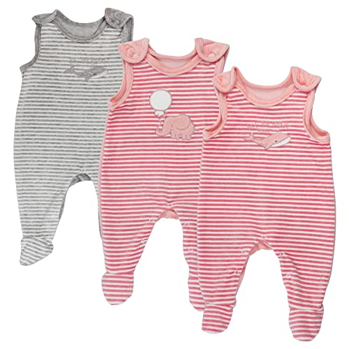 Libella Baby Mädchen Strampler aus Samt mit Aufdruck Spruch Elefanten Delfin Gemustert 3er Pack 7101 GPI 74 von Libella