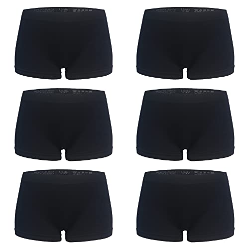 Libella Boxershorts Damen Locker Unterwäsche 6er Pack Nahtlos Seamless Schwarz 3908 BL L/XL von Libella