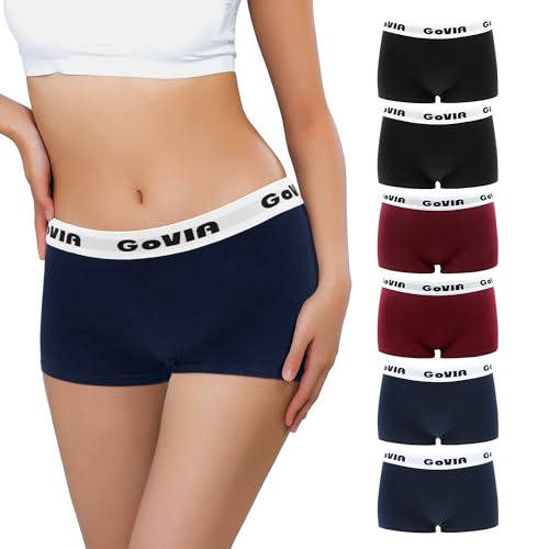 Libella Damen Boxershorts Baumwolle Radlerhose Damen Unterhosen Baumwolle Unterwäsche Damen Panties Boxershorts Baumwolle Pantys Nahtlos Hipster Panties Damen 6er Pack 3921B L von Libella