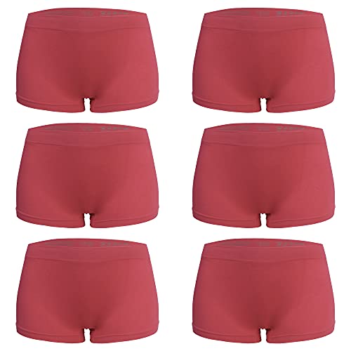 Libella Damen Boxershorts Unterwäsche 6er Pack weichem Microfaser nahtlos Ziegelrot 3908 VI L/XL von Libella