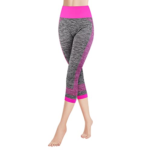 Libella Damen Leggings 3/4 Sporthose High Waist Sportleggins Mehrfarbig Strech Fitness Laufhose Caprihose 4119 Rosa L XL von Libella