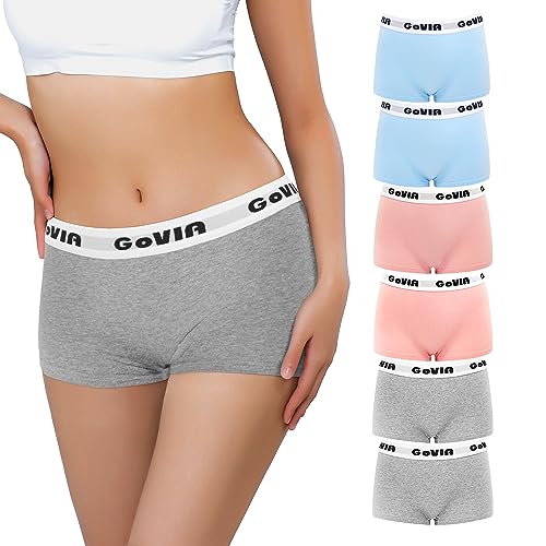 Libella Damen Panties 6er Pack Hipsters Panties aus Baumwolle Unterhosen, Damen Boyshorts Höschen Baumwolle Boxershorts Mehrfarbig 3921E L von Libella