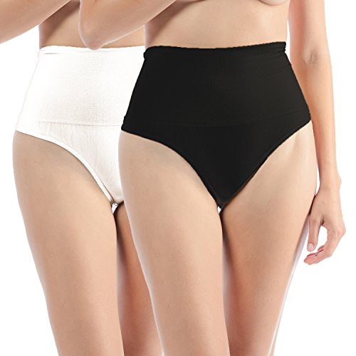 Libella Damen Shapewear Bauchweg Miederhose Miederpant hoher Taille Unterwäsche weicher und bequemer Body Shaper für Frauen 3601 Schwarz und Weiss LXL von Libella