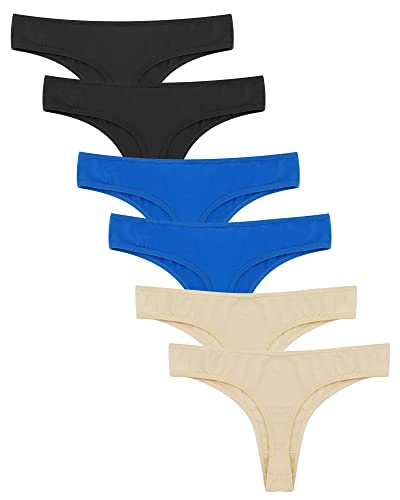 Libella Damen Strings Tanga Unterwäsche Thong Höschen aus Baumwolle Frauen Slips 6er-Pack 3904 Schwarz Beige Blau XL von Libella