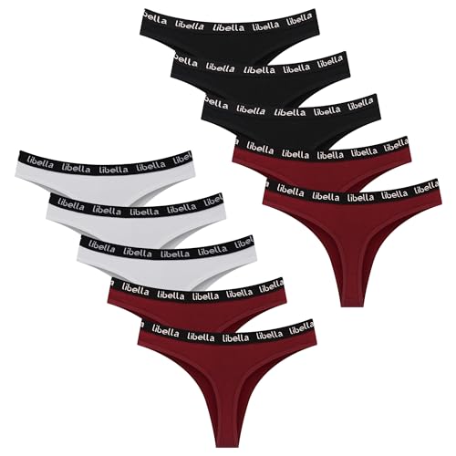 Libella Tangas Damen 10er Pack String Tanga Damen Baumwolle Unterhosen Tanga Set Damen 3207BWR L von Libella